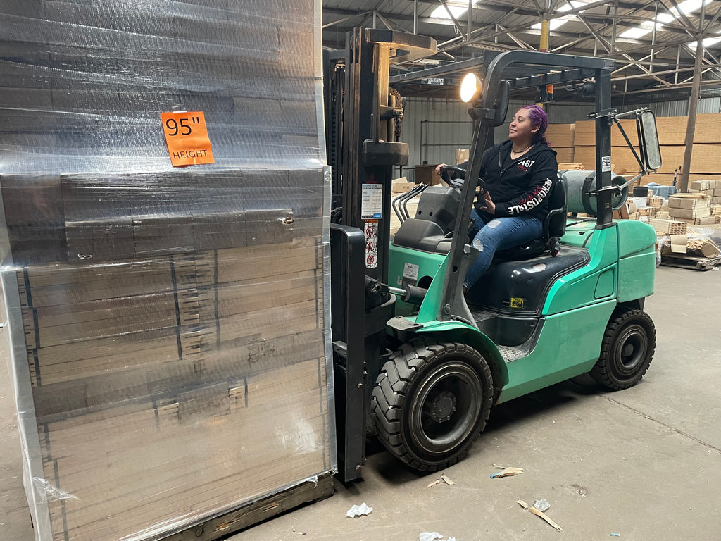 Sunbelt Manufacturing | Pallet of Silk Screening Frames On Forklift