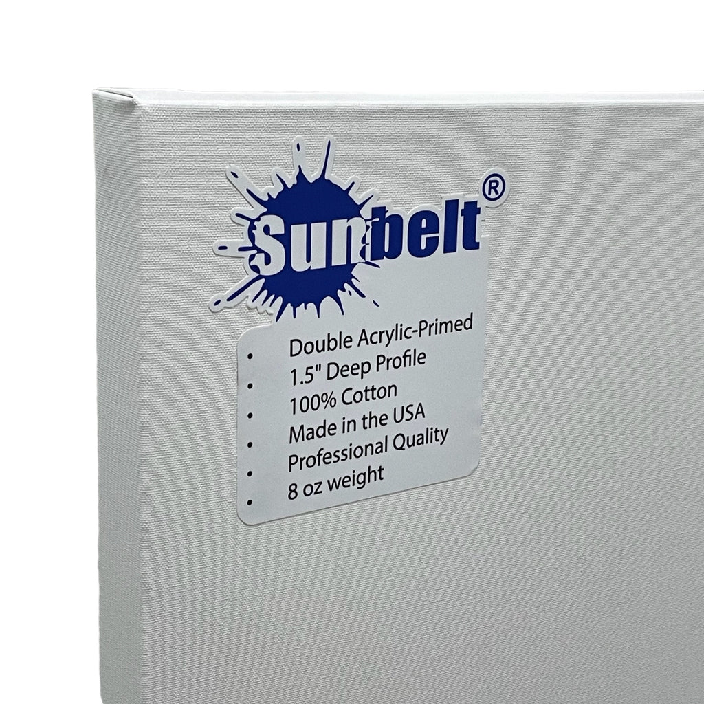 Gallery Wrapped Stretched Art Canvas, 1.5" Deep Profile Art Canvas | Sunbelt Mfg. Co. - Screen Printing Frames, Art Canvas & Surfaces, Ink & Encaustic Supplies